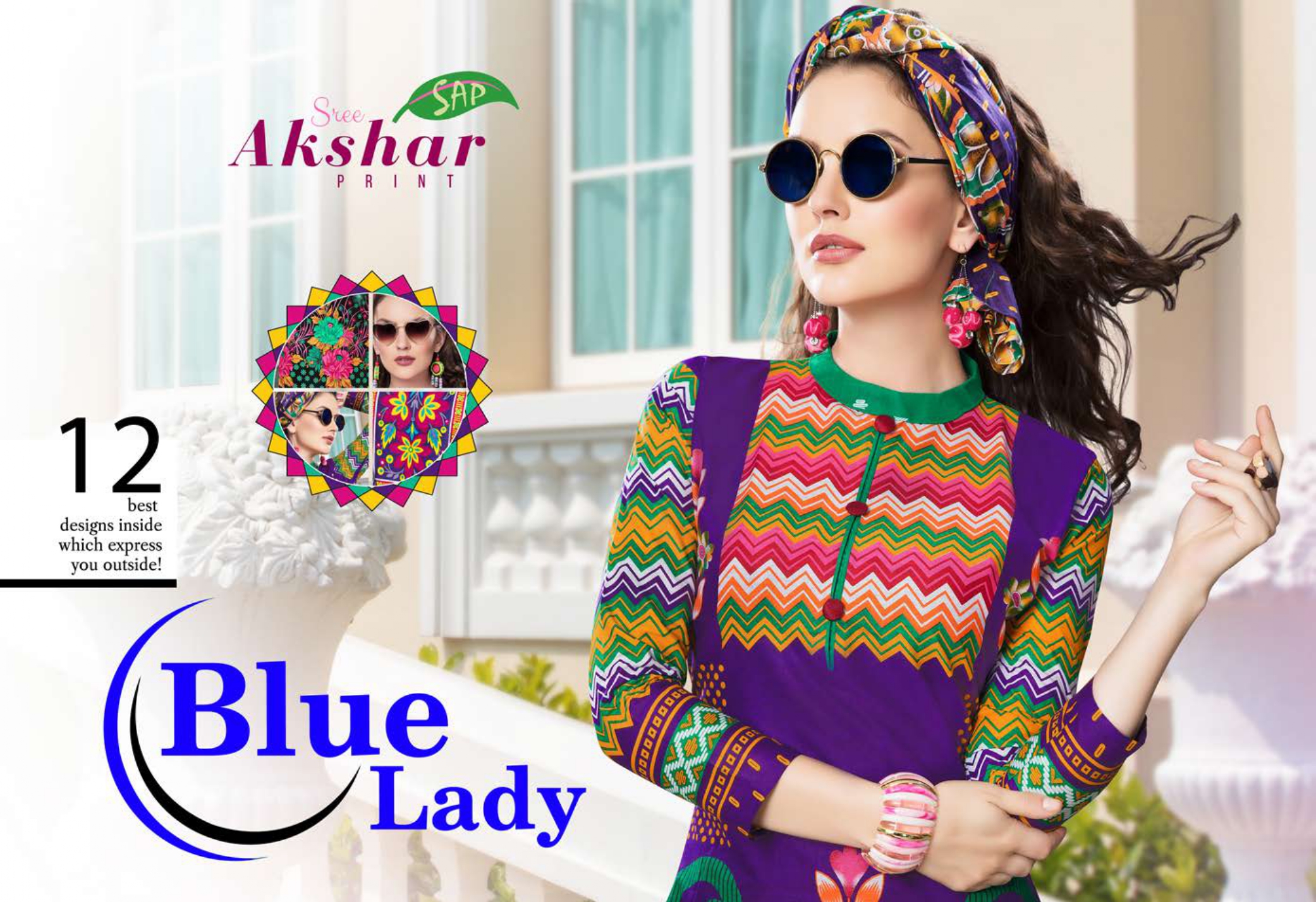 Blue Lady By Akshar Prints 101 To 112 Series Indian Traditional Wear Collection Beautiful Stylish Fancy Colorful Party Wear & Occasional Wear Cotton Printed Dress At Wholesale Price