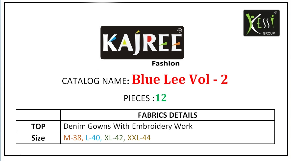 Blue Lee Vol-2 By Kajree Fashion 701 To 712 Series Beautiful Colorful Stylish Fancy Casual Wear & Ethnic Wear & Ready To Wear Denim Embroidered Kurtis At Wholesale Price