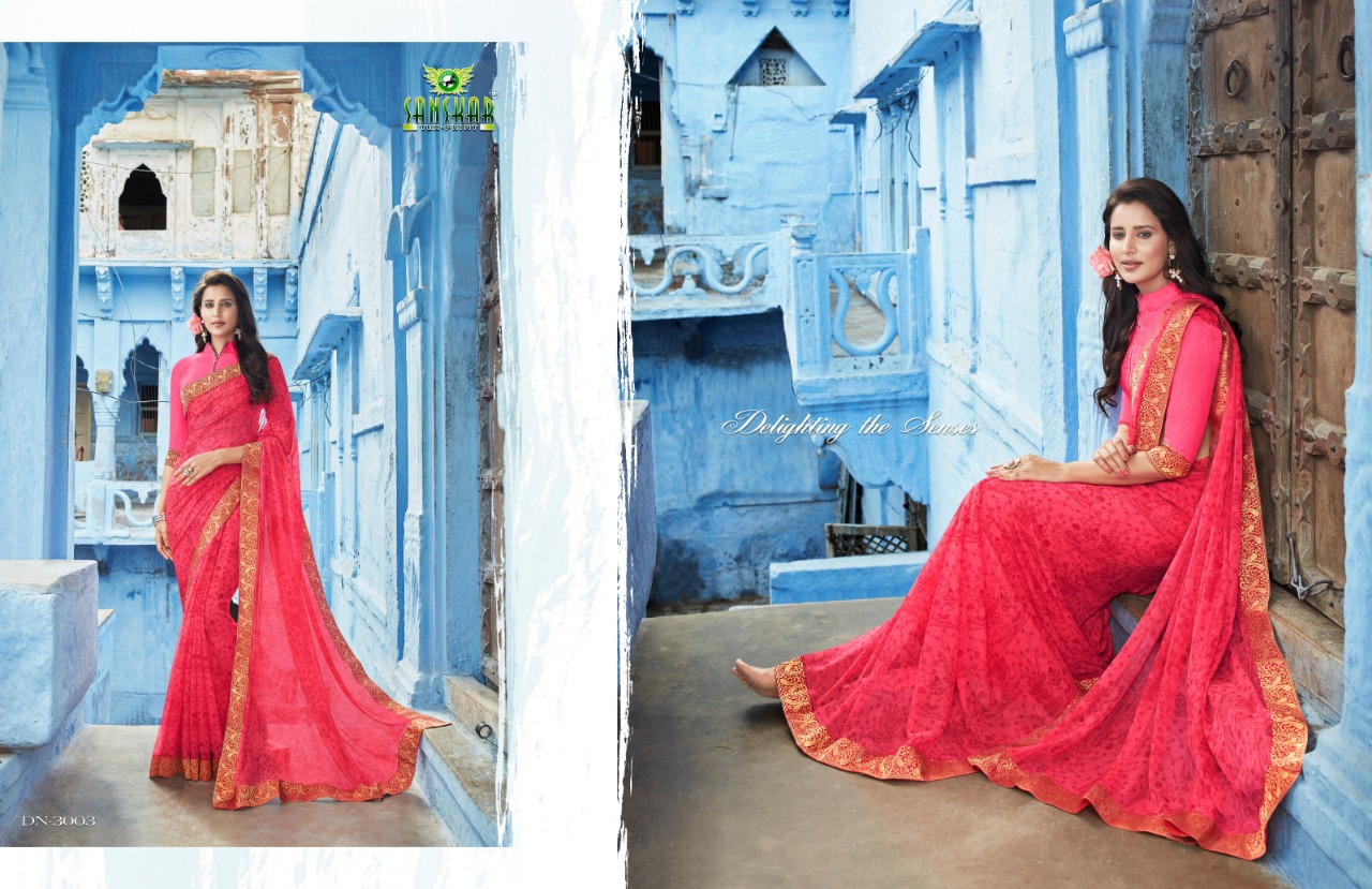 Bluecity By Sanskar Tex Print Designer Beautiful Indian Traditional Wear Colorful Fancy Party Wear & Occasional Wear Chiffon Sarees At Wholesale Price