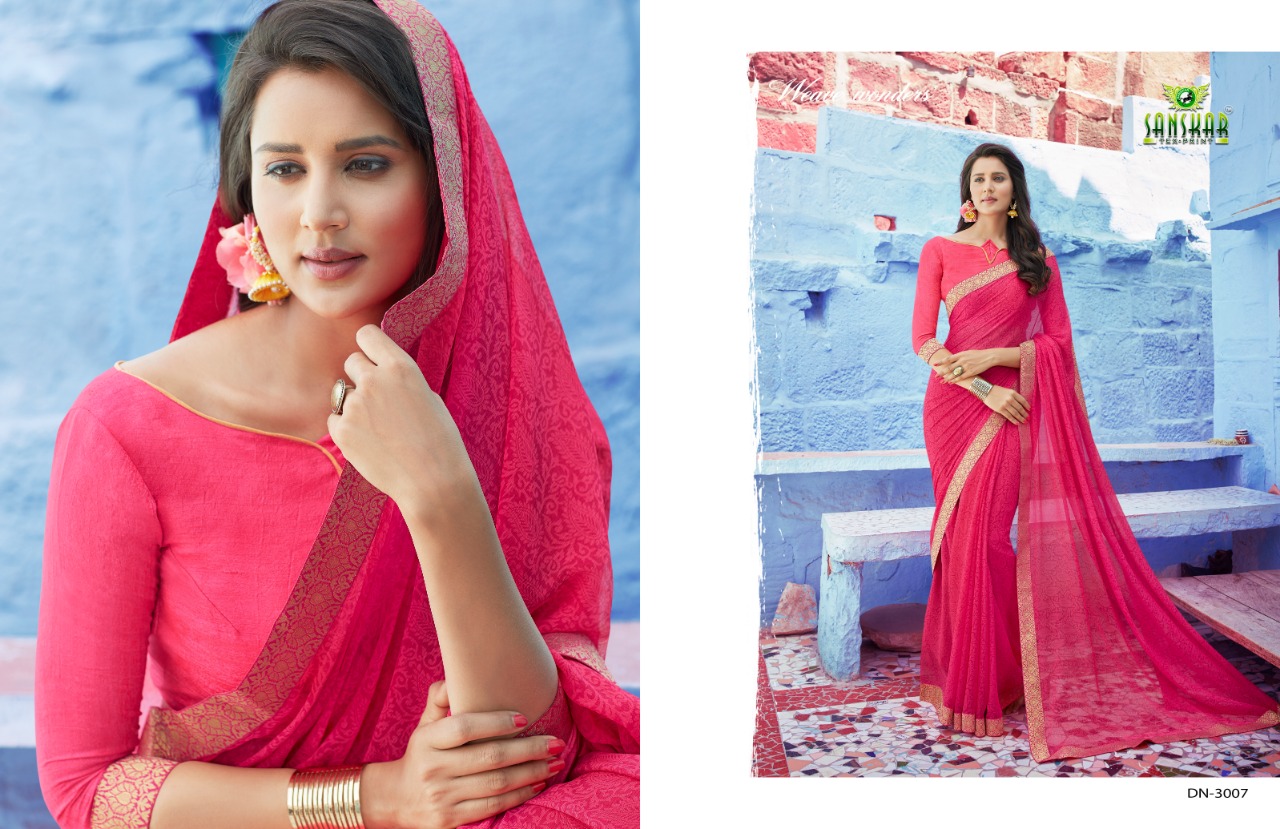 Bluecity By Sanskar Tex Print Designer Beautiful Indian Traditional Wear Colorful Fancy Party Wear & Occasional Wear Chiffon Sarees At Wholesale Price