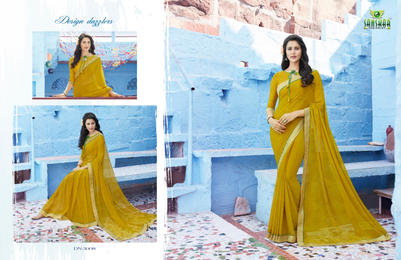 Bluecity By Sanskar Tex Print  Designer Beautiful Indian Traditional Wear Colorful Fancy Party Wear & Occasional Wear Chiffon Sarees At Wholesale Price