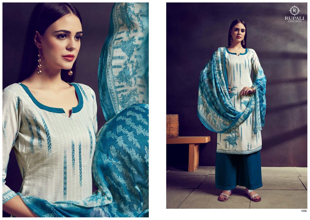 Blues By Rupali Fashion 1001 To 1007 Series Indian Traditional Wear Collection Beautiful Stylish Fancy Colorful Party Wear & Occasional Wear Purest Cotton Print With Sarvoski Work Dresses At Wholesale Price