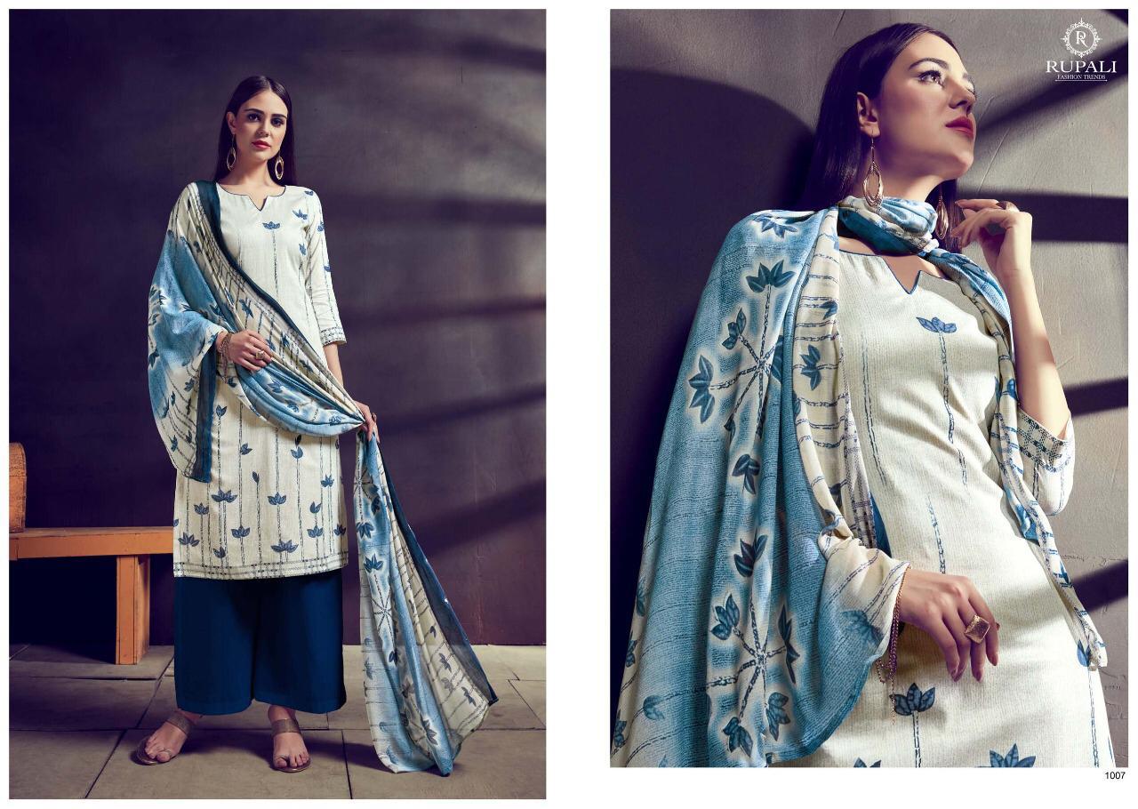 Blues By Rupali Fashion 1001 To 1007 Series Indian Traditional Wear Collection Beautiful Stylish Fancy Colorful Party Wear & Occasional Wear Purest Cotton Print With Sarvoski Work Dresses At Wholesale Price