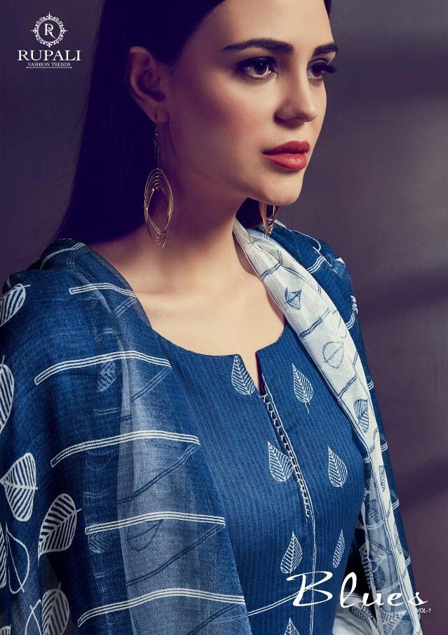 Blues By Rupali Fashion 1001 To 1007 Series Indian Traditional Wear Collection Beautiful Stylish Fancy Colorful Party Wear & Occasional Wear Purest Cotton Print With Sarvoski Work Dresses At Wholesale Price