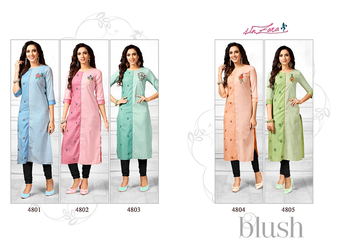 Blush By Sinzara 4801 To 4805 Series Stylish Fancy Beautiful Colorful Casual Wear & Ethnic Wear Cotton Embroidery Kurtis At Wholesale Price