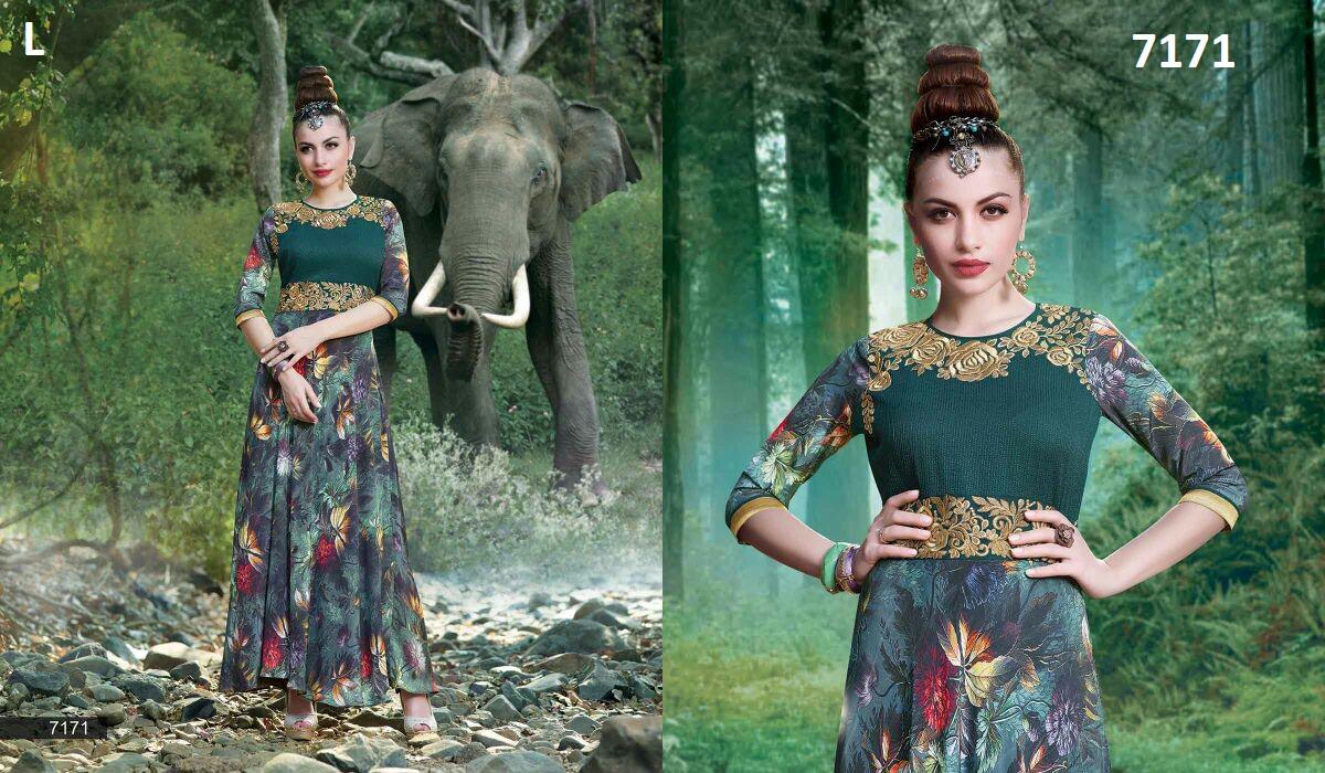 Bluss Vol-11 By Bansi Fashion 7171 To 7179 Series Stylish Colorful Fancy Beautiful Casual Wear & Ethnic Wear & Ready To Wear Silk Crepe/georgette Desinger Gowns At Wholesale Price