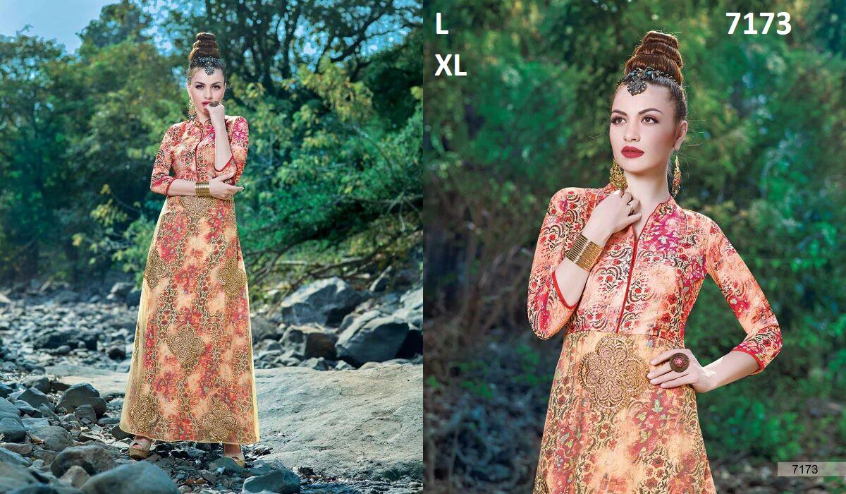 Bluss Vol-11 By Bansi Fashion 7171 To 7179 Series Stylish Colorful Fancy Beautiful Casual Wear & Ethnic Wear & Ready To Wear Silk Crepe/georgette Desinger Gowns At Wholesale Price