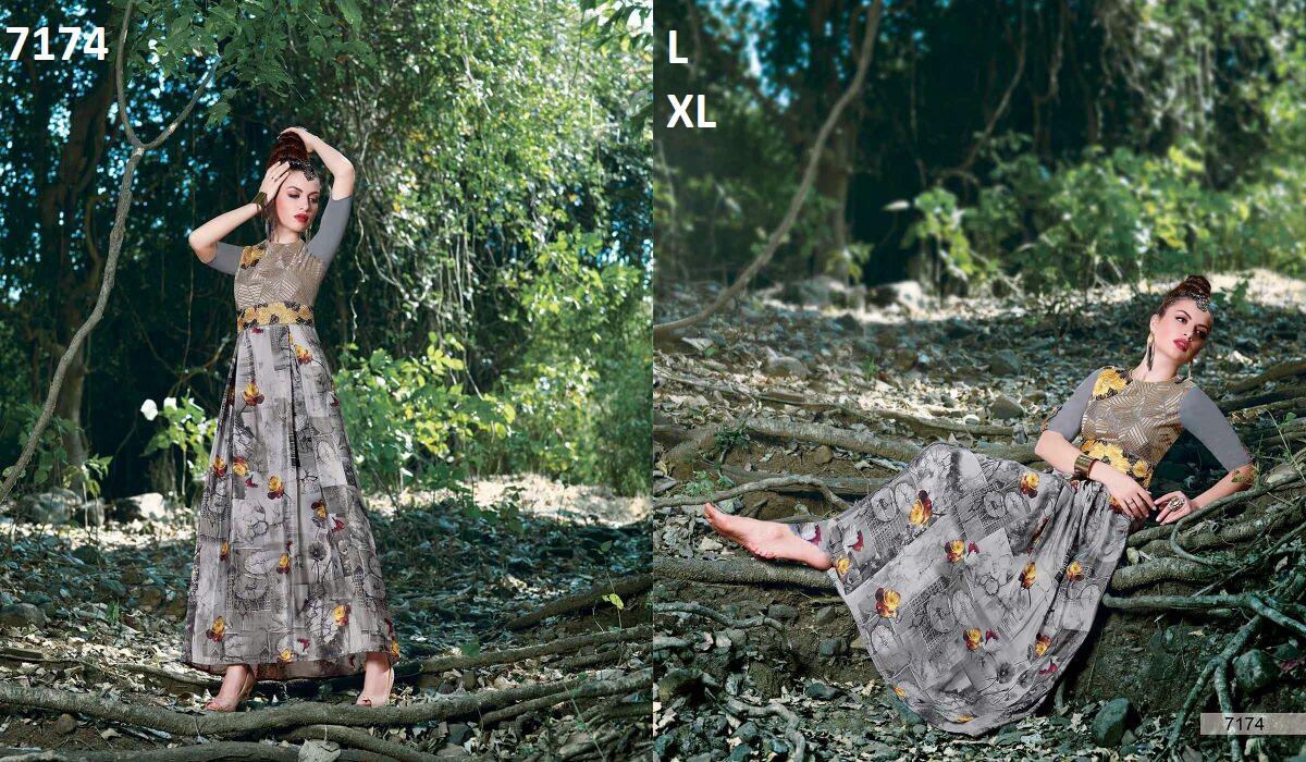Bluss Vol-11 By Bansi Fashion 7171 To 7179 Series Stylish Colorful Fancy Beautiful Casual Wear & Ethnic Wear & Ready To Wear Silk Crepe/georgette Desinger Gowns At Wholesale Price