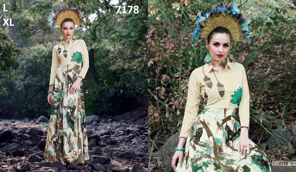 Bluss Vol-11 By Bansi Fashion 7171 To 7179 Series Stylish Colorful Fancy Beautiful Casual Wear & Ethnic Wear & Ready To Wear Silk Crepe/georgette Desinger Gowns At Wholesale Price
