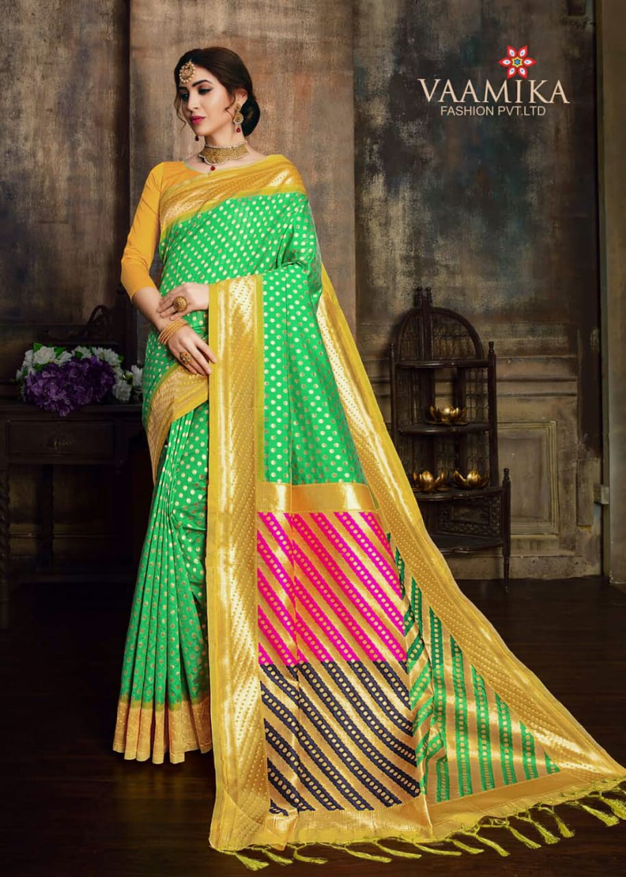 Bollywood Collection By Vaamika Fashion 2221 To 2230 Series Designer Beautiful Wedding Collection Colorful Fancy Party Wear & Occasional Wear Silk Sarees At Wholesale Price