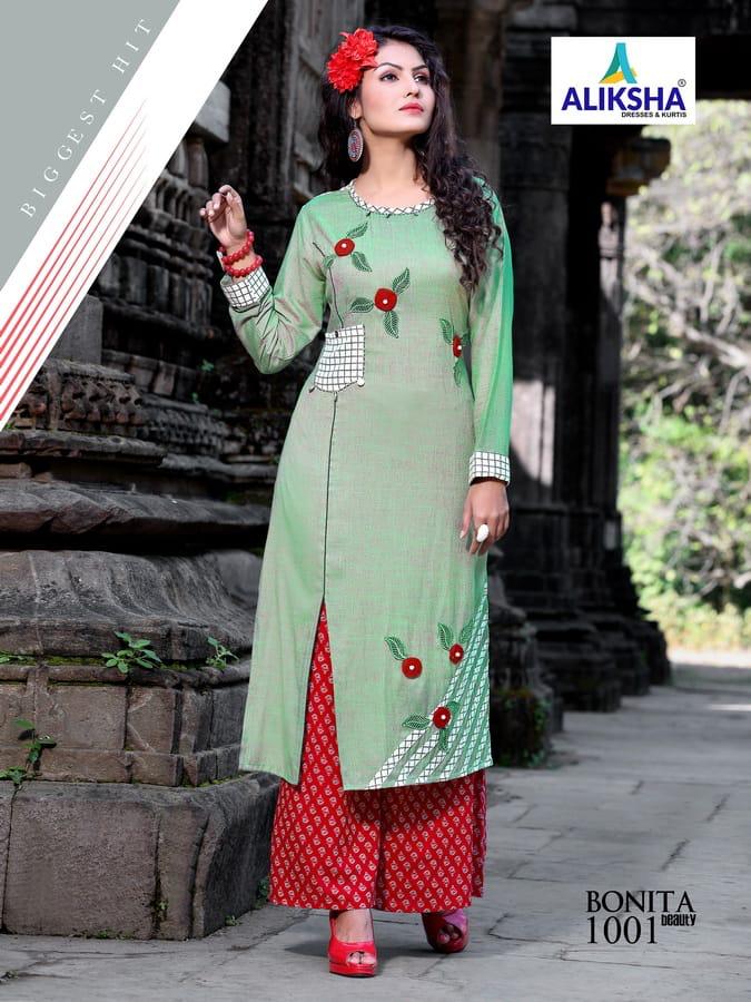 Bonita Beaty Vol-1 By Aliksha 1001 To 1008 Series Designer Beautiful Stylish Fancy Colorful Casual Wear & Ethnic Wear Heavy Rayon Embroidered Kurtis At Wholesale Price
