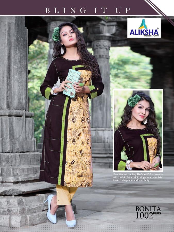 Bonita Beaty Vol-1 By Aliksha 1001 To 1008 Series Designer Beautiful Stylish Fancy Colorful Casual Wear & Ethnic Wear Heavy Rayon Embroidered Kurtis At Wholesale Price