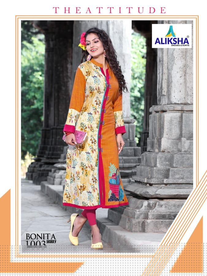 Bonita Beaty Vol-1 By Aliksha 1001 To 1008 Series Designer Beautiful Stylish Fancy Colorful Casual Wear & Ethnic Wear Heavy Rayon Embroidered Kurtis At Wholesale Price
