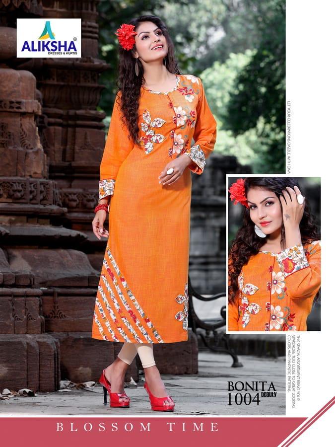 Bonita Beaty Vol-1 By Aliksha 1001 To 1008 Series Designer Beautiful Stylish Fancy Colorful Casual Wear & Ethnic Wear Heavy Rayon Embroidered Kurtis At Wholesale Price