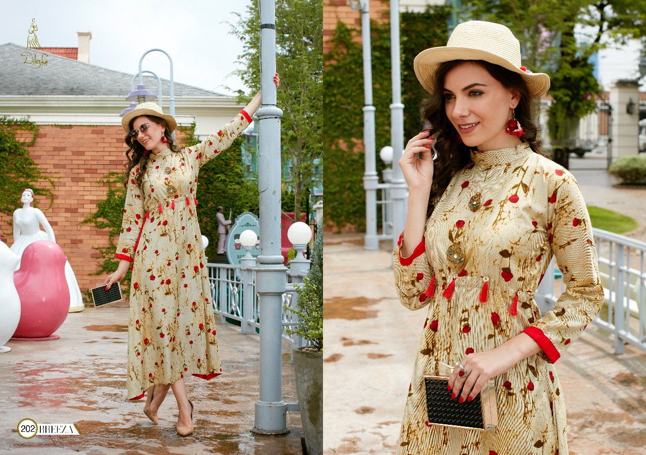 Breeza Vol-2 By Diksha Fashion 201 To 208 Series Designer Beautiful Stylish Fancy Colorful Party Wear & Ethnic Wear Heavy Rayon Printed Kurtis At Wholesale Price