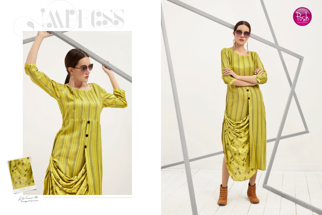Breeza By Posh 501 To 508 Series Beautiful Colorful Stylish Fancy Casual Wear & Ethnic Wear & Ready To Wear Pure Rayon Printed Kurtis At Wholesale Price