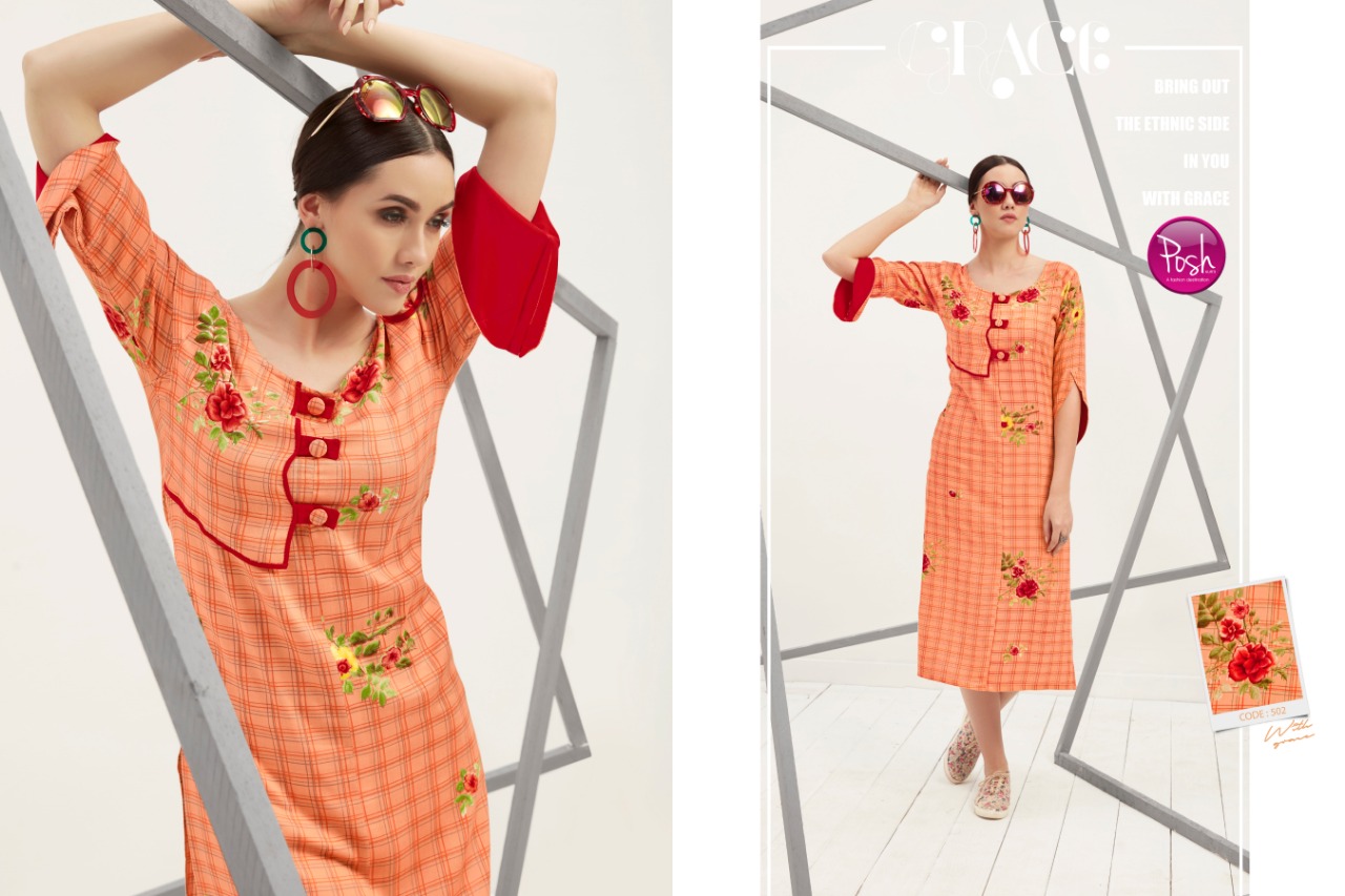 Breeza By Posh 501 To 508 Series Beautiful Colorful Stylish Fancy Casual Wear & Ethnic Wear & Ready To Wear Pure Rayon Printed Kurtis At Wholesale Price
