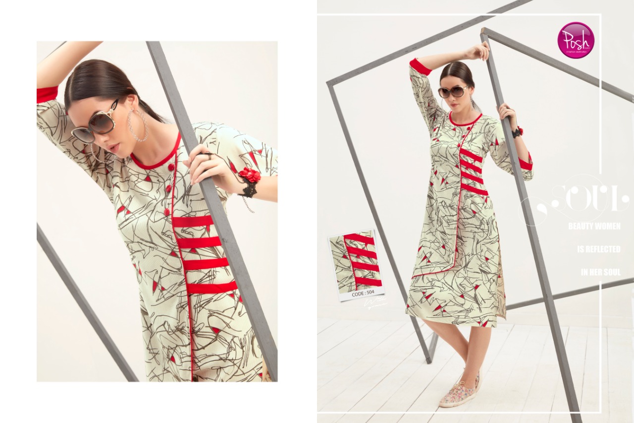 Breeza By Posh 501 To 508 Series Beautiful Colorful Stylish Fancy Casual Wear & Ethnic Wear & Ready To Wear Pure Rayon Printed Kurtis At Wholesale Price