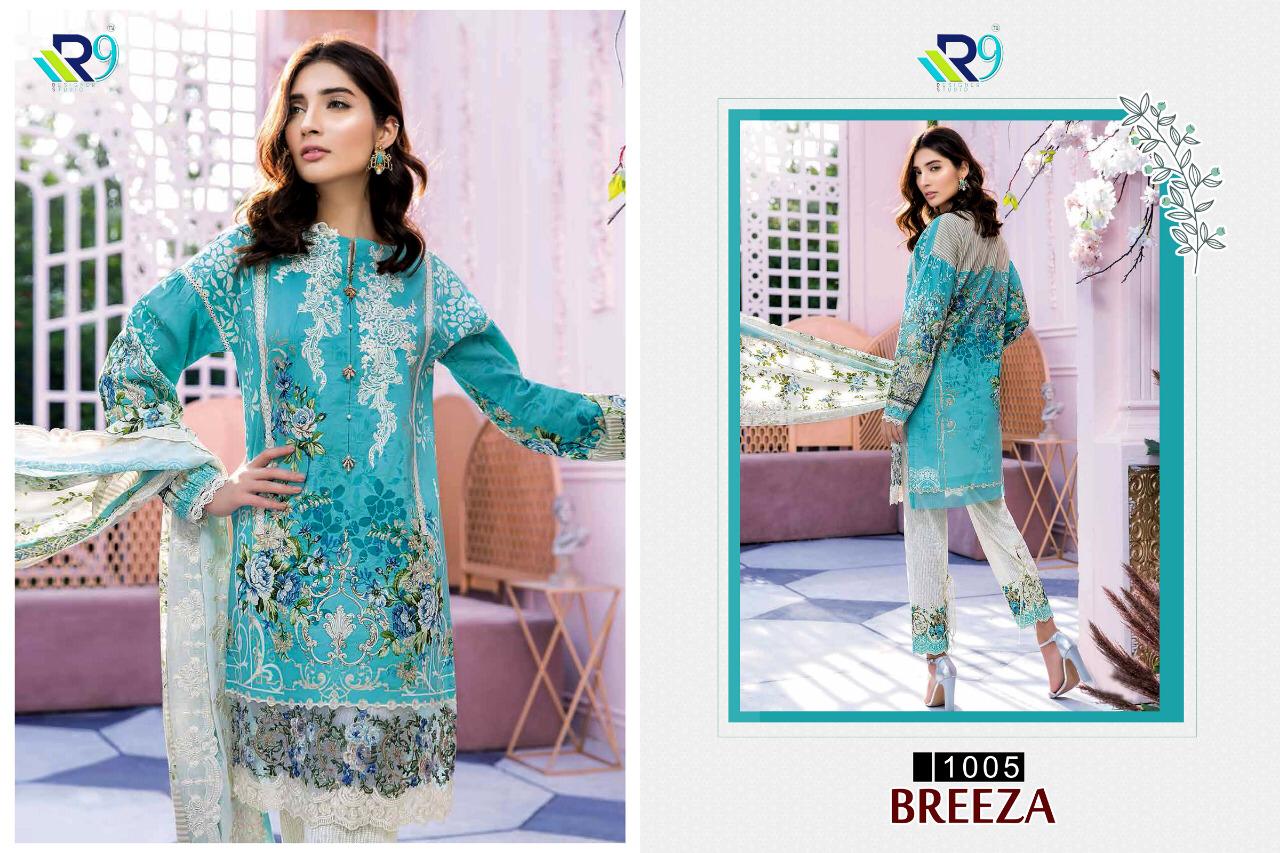 Breeza By R9 1001 To 1006 Series Designer Pakistani Suits Beautiful Fancy Stylish Colorful Party Wear & Occasional Wear Pure Cotton Print With Embroidery Dresses At Wholesale Price