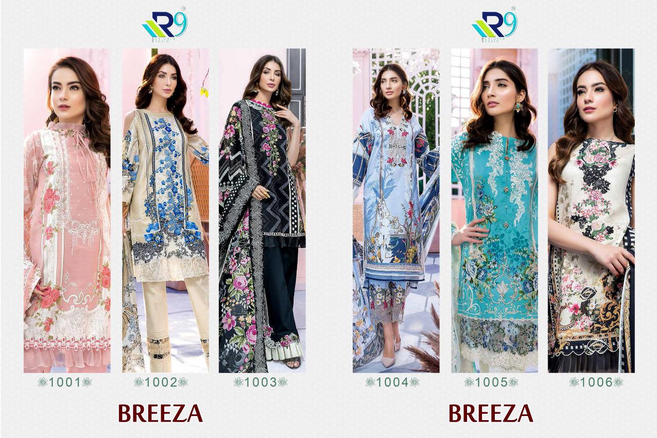 Breeza By R9 1001 To 1006 Series Designer Pakistani Suits Beautiful Fancy Stylish Colorful Party Wear & Occasional Wear Pure Cotton Print With Embroidery Dresses At Wholesale Price