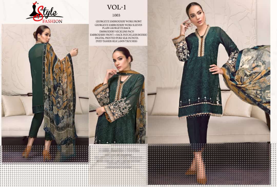 Bunto Kazmee Vol-1 By Style Fashion 1001 To 1005 Series Designer Pakistani Suits Beautiful Stylish Fancy Colorful Party Wear & Occasional Wear Georgette Embroidery Dresses At Wholesale Price