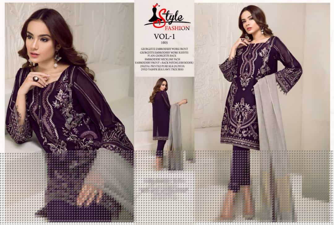 Bunto Kazmee Vol-1 By Style Fashion 1001 To 1005 Series Designer Pakistani Suits Beautiful Stylish Fancy Colorful Party Wear & Occasional Wear Georgette Embroidery Dresses At Wholesale Price