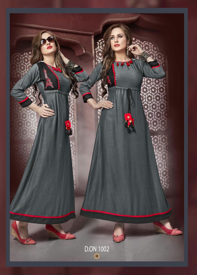 C4u By Ayush Fashion 1001 To 1008 Series Designer Beautiful Stylish Fancy Colorful Party Wear & Ethnic Wear Rayon Slub Embroidered Kurtis At Wholesale Price