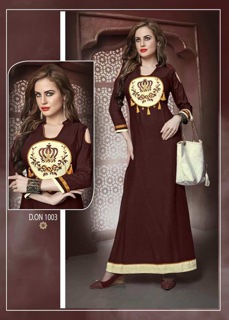 C4u By Ayush Fashion 1001 To 1008 Series Designer Beautiful Stylish Fancy Colorful Party Wear & Ethnic Wear Rayon Slub Embroidered Kurtis At Wholesale Price