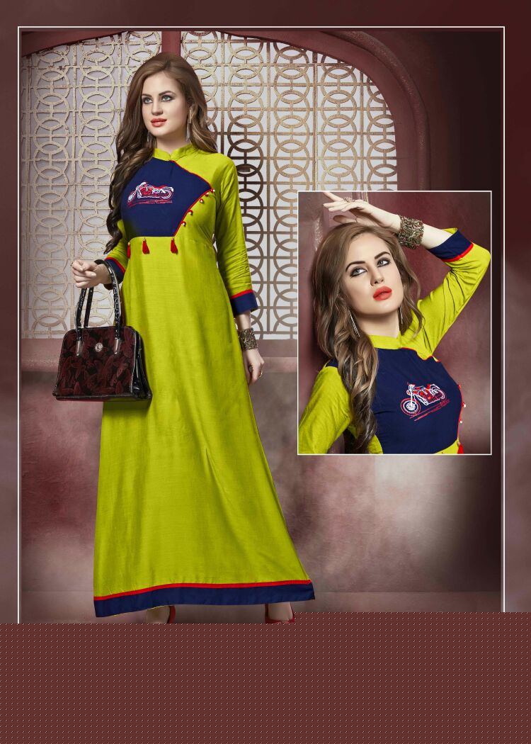 C4u By Ayush Fashion 1001 To 1008 Series Designer Beautiful Stylish Fancy Colorful Party Wear & Ethnic Wear Rayon Slub Embroidered Kurtis At Wholesale Price