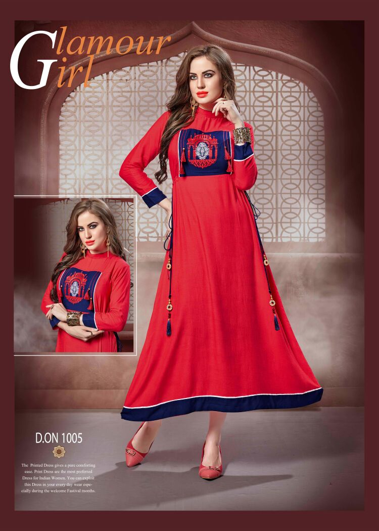 C4u By Ayush Fashion 1001 To 1008 Series Designer Beautiful Stylish Fancy Colorful Party Wear & Ethnic Wear Rayon Slub Embroidered Kurtis At Wholesale Price