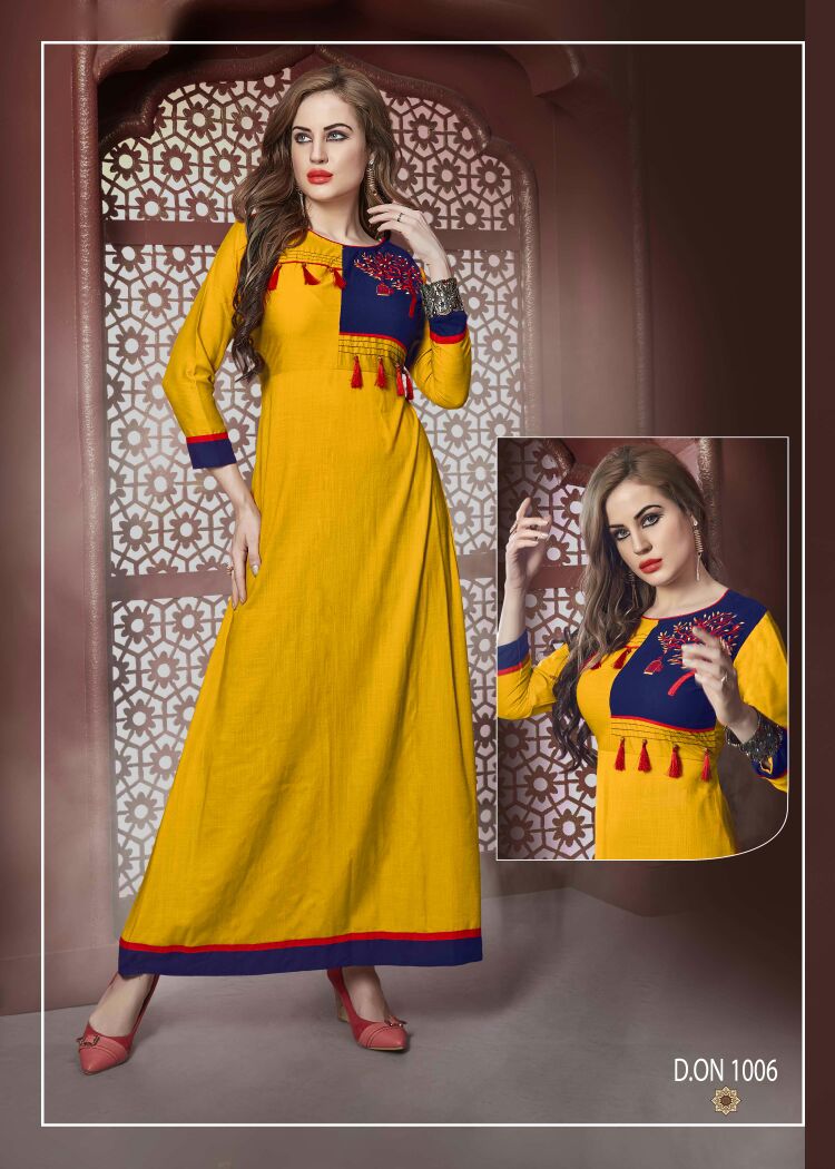 C4u By Ayush Fashion 1001 To 1008 Series Designer Beautiful Stylish Fancy Colorful Party Wear & Ethnic Wear Rayon Slub Embroidered Kurtis At Wholesale Price
