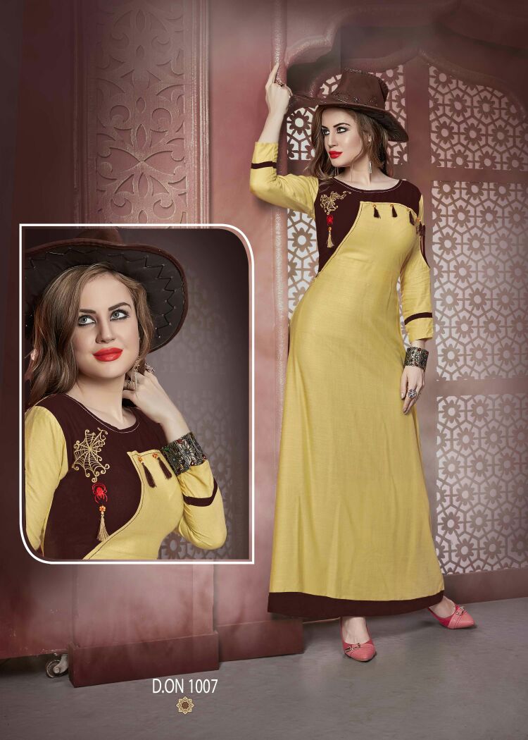 C4u By Ayush Fashion 1001 To 1008 Series Designer Beautiful Stylish Fancy Colorful Party Wear & Ethnic Wear Rayon Slub Embroidered Kurtis At Wholesale Price