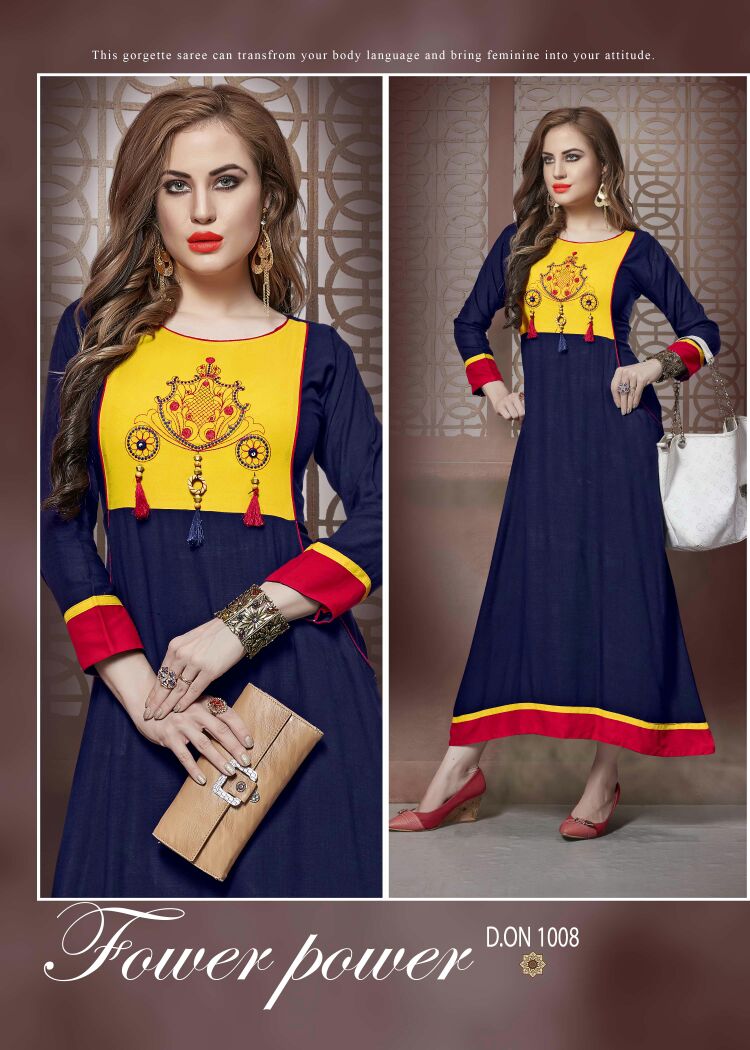 C4u By Ayush Fashion 1001 To 1008 Series Designer Beautiful Stylish Fancy Colorful Party Wear & Ethnic Wear Rayon Slub Embroidered Kurtis At Wholesale Price