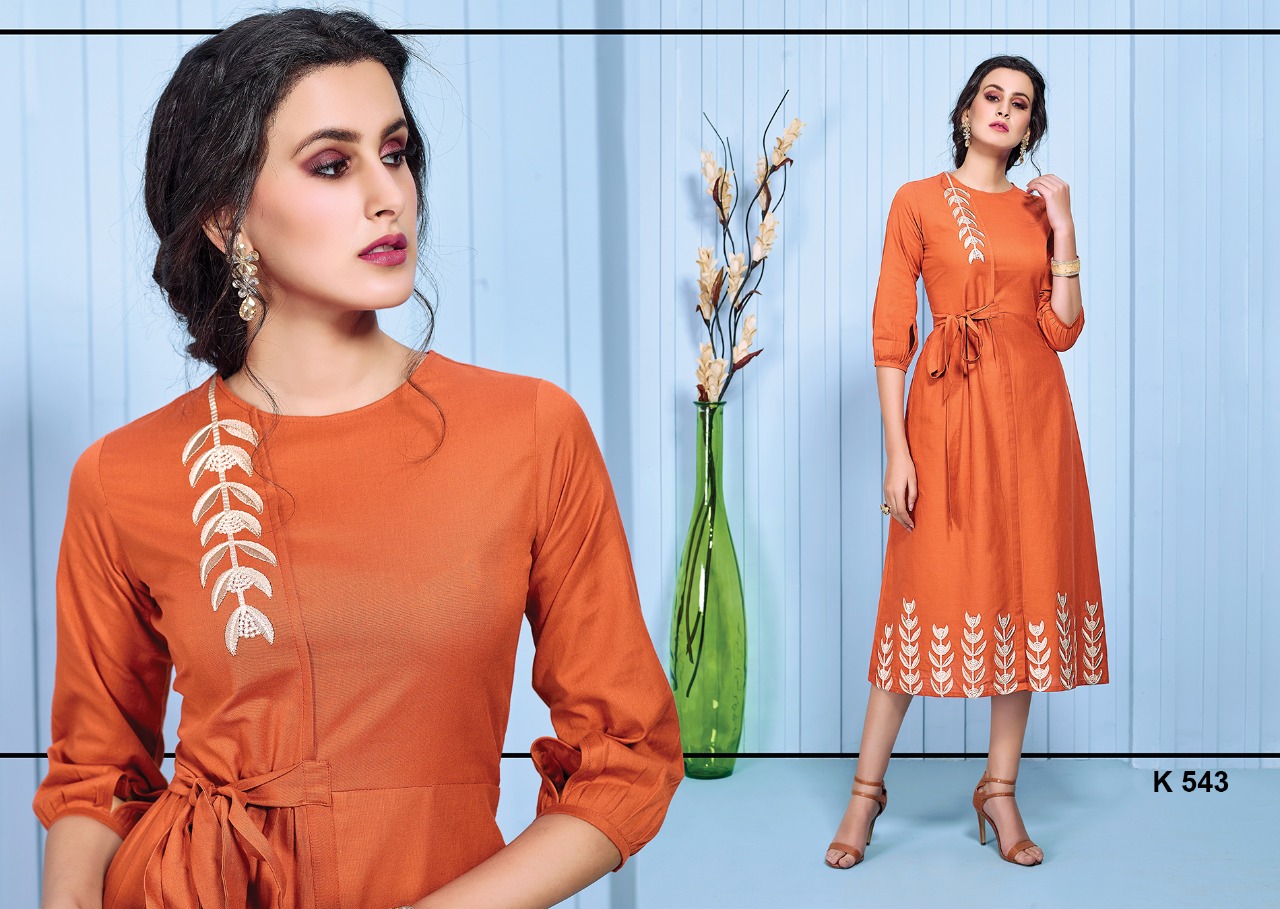 Cafe Eternal Vol-2 By Eternal 540 To 549 Series Beautiful Stylish Fancy Colorful Casual Wear & Ethnic Wear & Ready To Wear Pure Cotton Flex Embroidered Kurtis At Wholesale Price