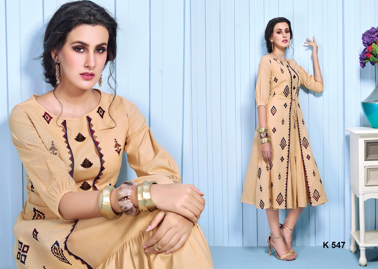 Cafe Eternal Vol-2 By Eternal 540 To 549 Series Beautiful Stylish Fancy Colorful Casual Wear & Ethnic Wear & Ready To Wear Pure Cotton Flex Embroidered Kurtis At Wholesale Price
