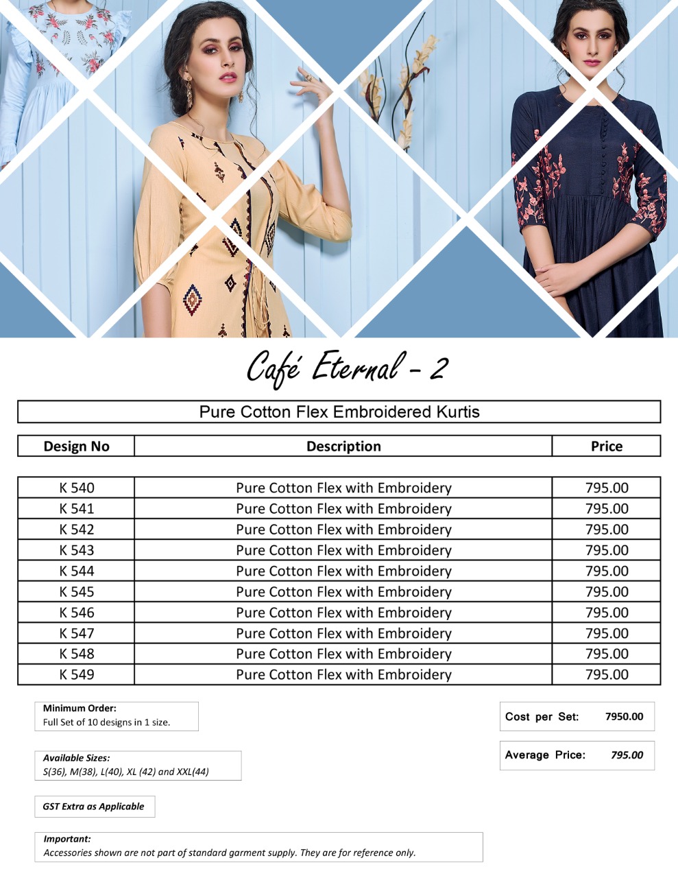 Cafe Eternal Vol-2 By Eternal 540 To 549 Series Beautiful Stylish Fancy Colorful Casual Wear & Ethnic Wear & Ready To Wear Pure Cotton Flex Embroidered Kurtis At Wholesale Price
