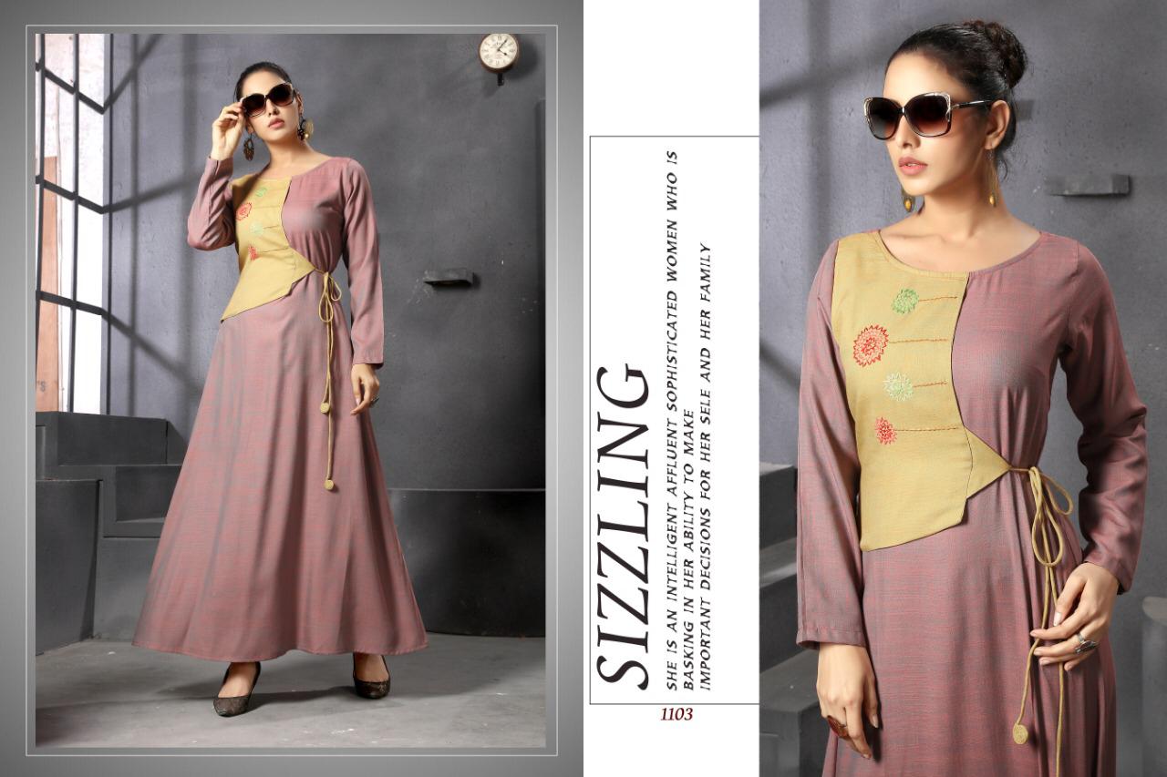 Calla Lily By Gallberry 1101 To 1107 Series Beautiful Colorful Stylish Fancy Casual Wear & Ethnic Wear & Ready To Wear Rayon Two Tone Kurtis At Wholesale Price