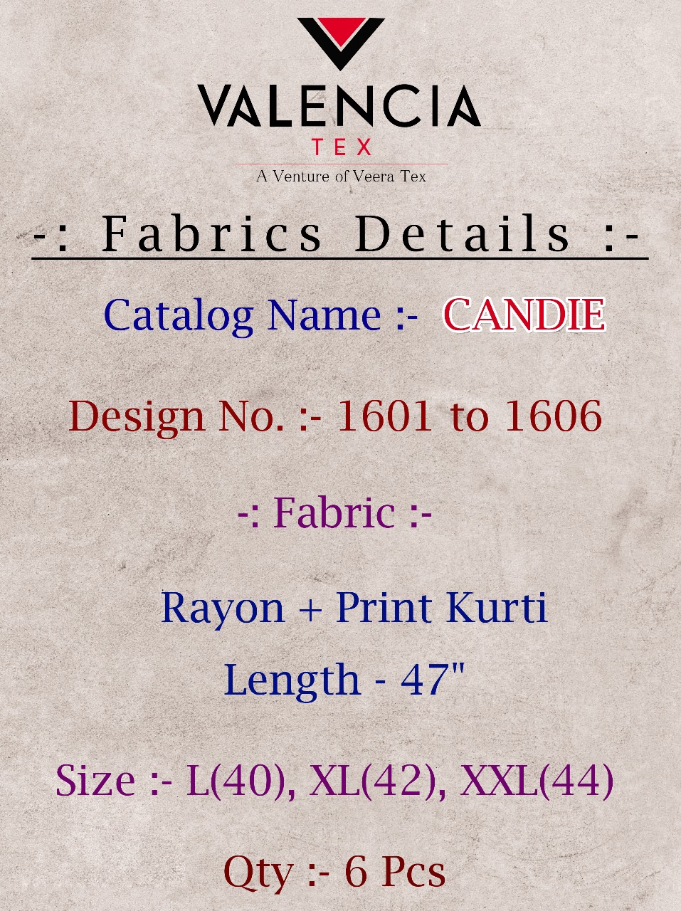 Candie By Valencia Tex 1601 To 1606 Series Stylish Colorful Fancy Beautiful Casual Wear & Ethnic Wear Rayon Printed Kurtis At Wholesale Price