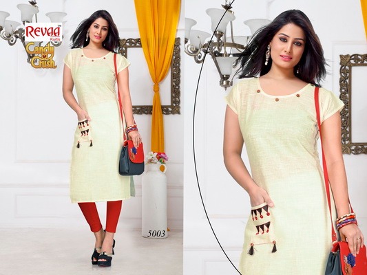 Candy Crush By Revaa 5001 To 5010 Series Beautiful Colorful Stylish Fancy Casual Wear & Ethnic Wear & Ready To Wear Cotton Slub Kurtis At Wholesale Price