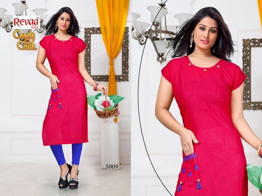 Candy Crush By Revaa 5001 To 5010 Series Beautiful Colorful Stylish Fancy Casual Wear & Ethnic Wear & Ready To Wear Cotton Slub Kurtis At Wholesale Price