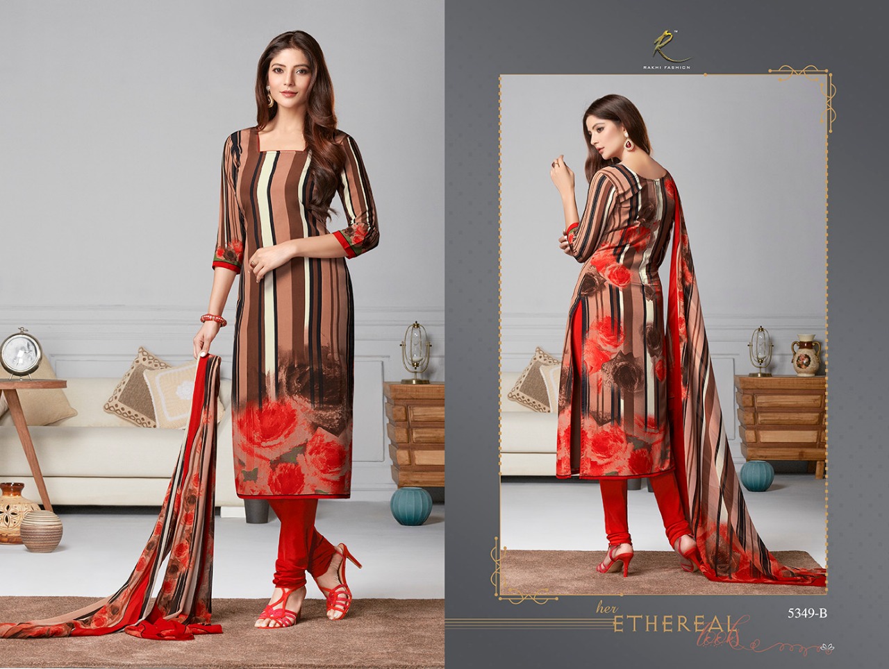 Candy Long Suit 5348 Series By Rakhi Fashion 5348-a To 5354-b Series Beautiful Suits Stylish Fancy Colorful Casual Wear & Ethnic Wear Collection Synthetic Crepe Printed Dresses At Wholesale Price