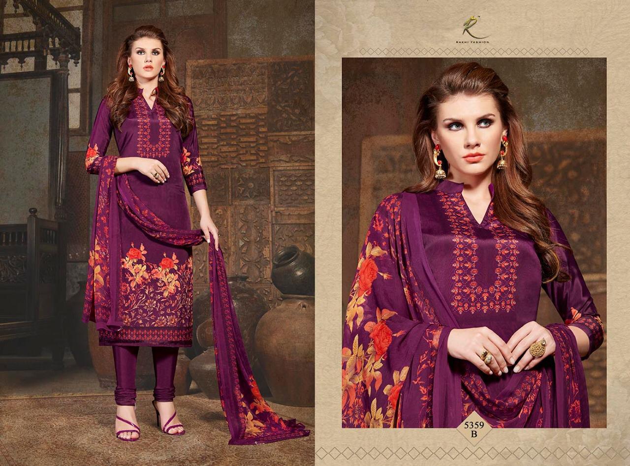 Candy Long Suit 5355 Series By Rakhi Fashion 5355-a To 5360-b Series Beautiful Suits Stylish Fancy Colorful Casual Wear & Ethnic Wear Collection Synthetic Crepe Printed Dresses At Wholesale Price