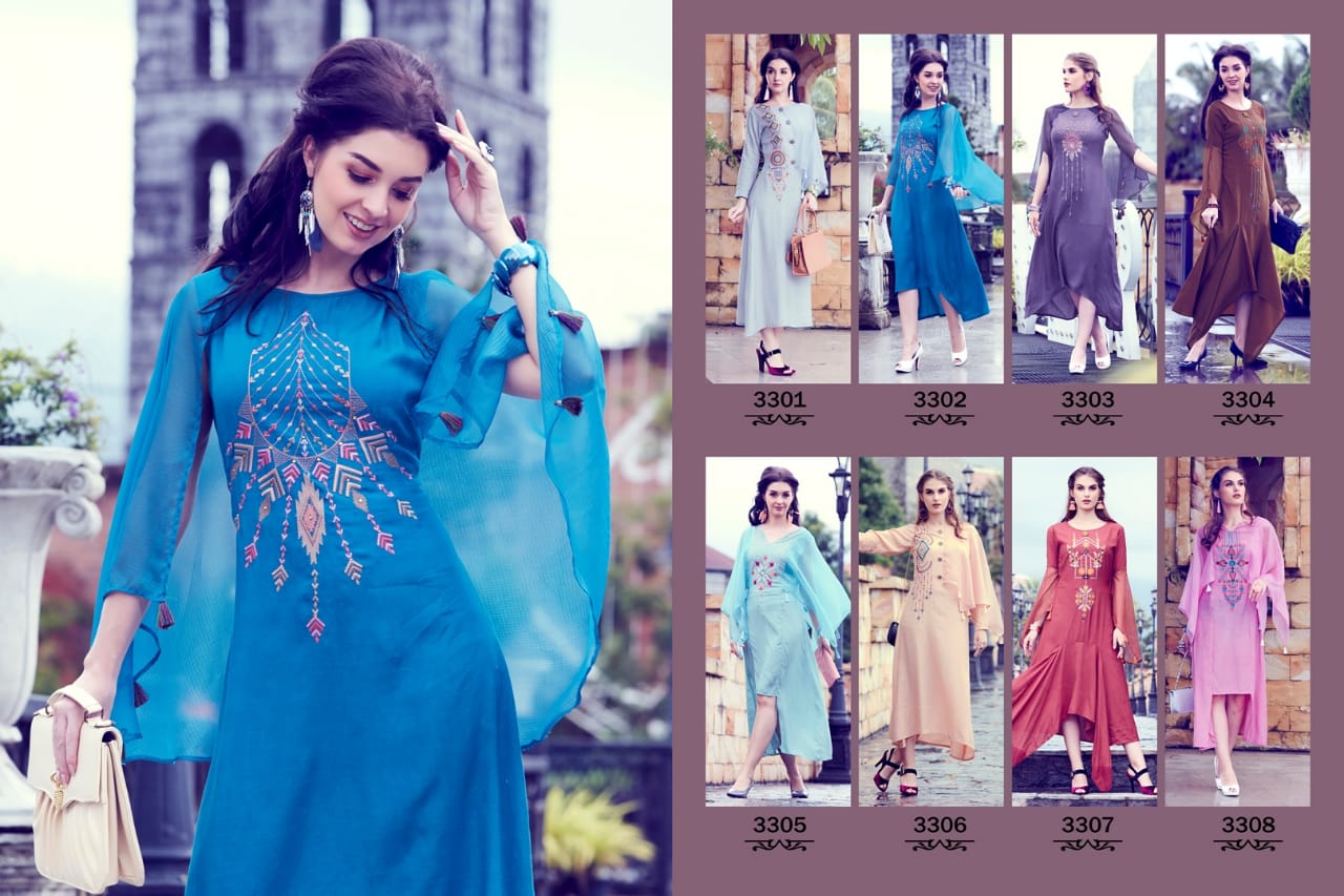 Cape Town By Sin Zara 3301 To 3308 Series Designer Beautiful Stylish Colorful Fancy Ready To Wear & Casual Wear & Ethnic Wear Fluid Silk Kurtis At Wholesale Price