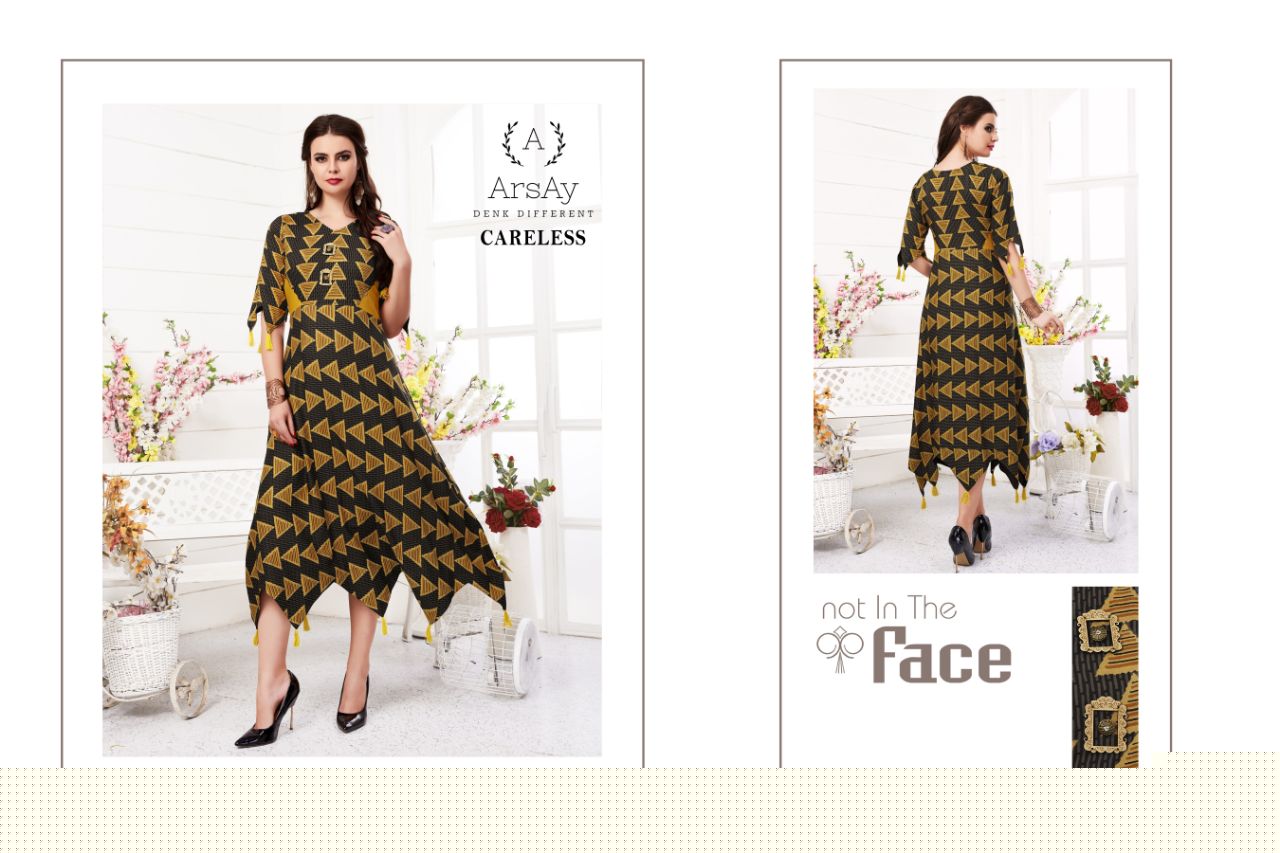 Careless Vol-1 By Arsay 1001 To 1004 Series Beautiful Stylish Fancy Colorful Casual Wear & Ethnic Wear Cotton Rayon Digital Printed Kurtis At Wholesale Price