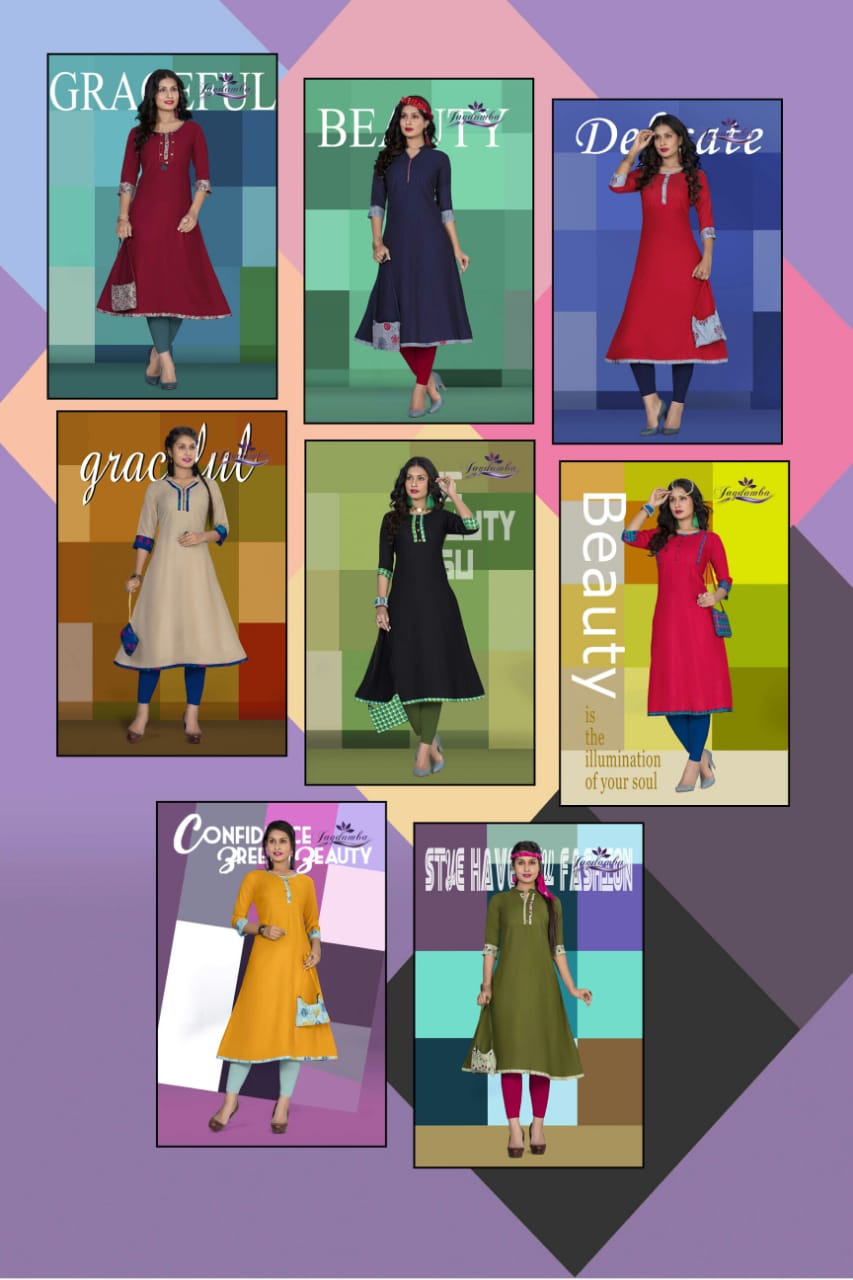 Carron By Jagdamba 01 To 08 Series Stylish Fancy Beautiful Colorful Casual Wear & Ethnic Wear Rayon Printed Kurtis At Wholesale Price