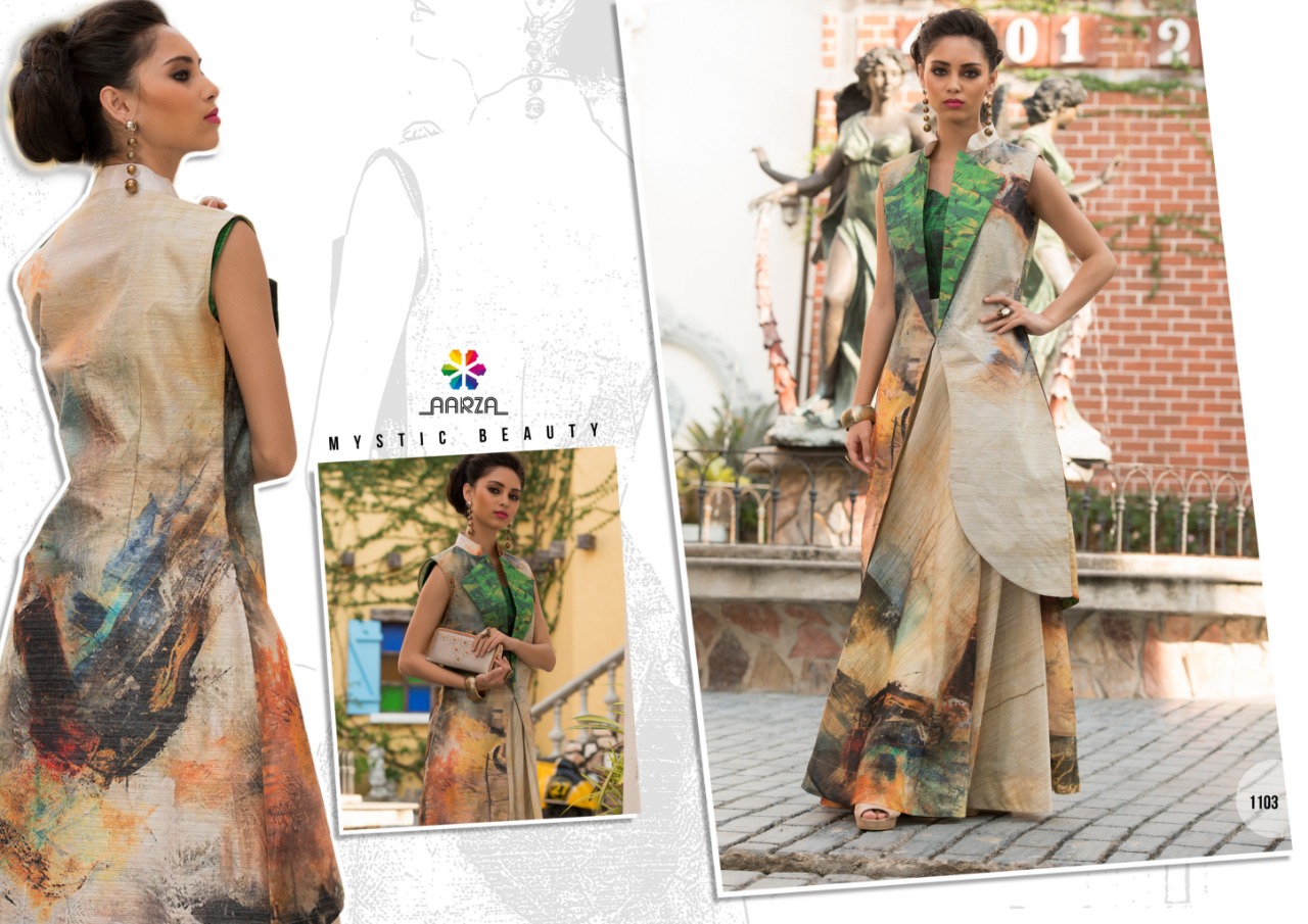 Catwalk By Aarza Beautiful Colorful Stylish Fancy Casual Wear & Ethnic Wear & Ready To Wear Green Silk Kurtis At Wholesale Price