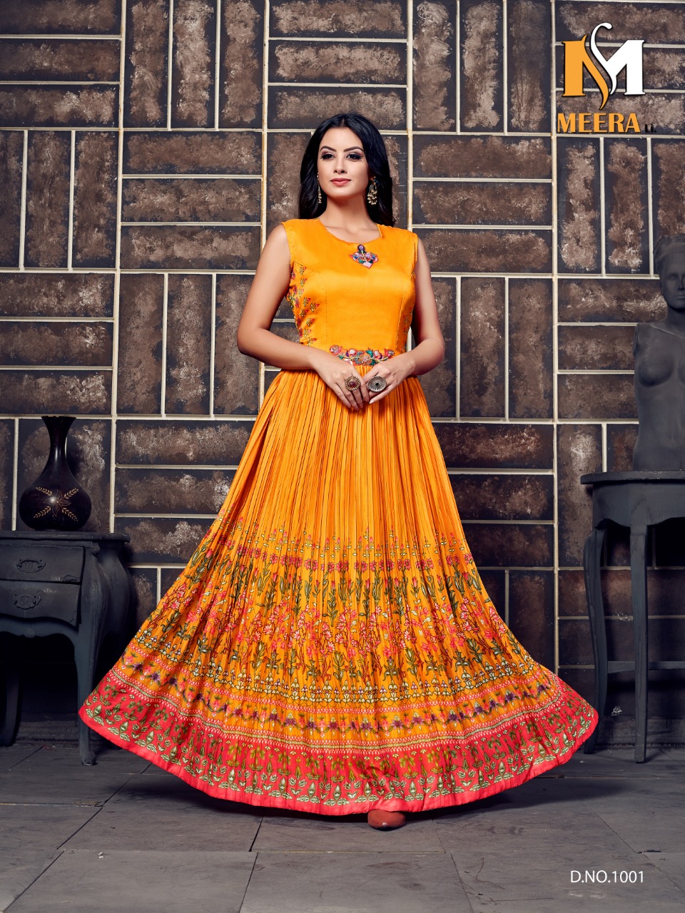 Chandani By Meerali 1001 To 1006 Series Beautiful Stylish Colorful Fancy Party Wear & Ethnic Wear & Ready To Wear Silk Printed Kurtis At Wholesale Price