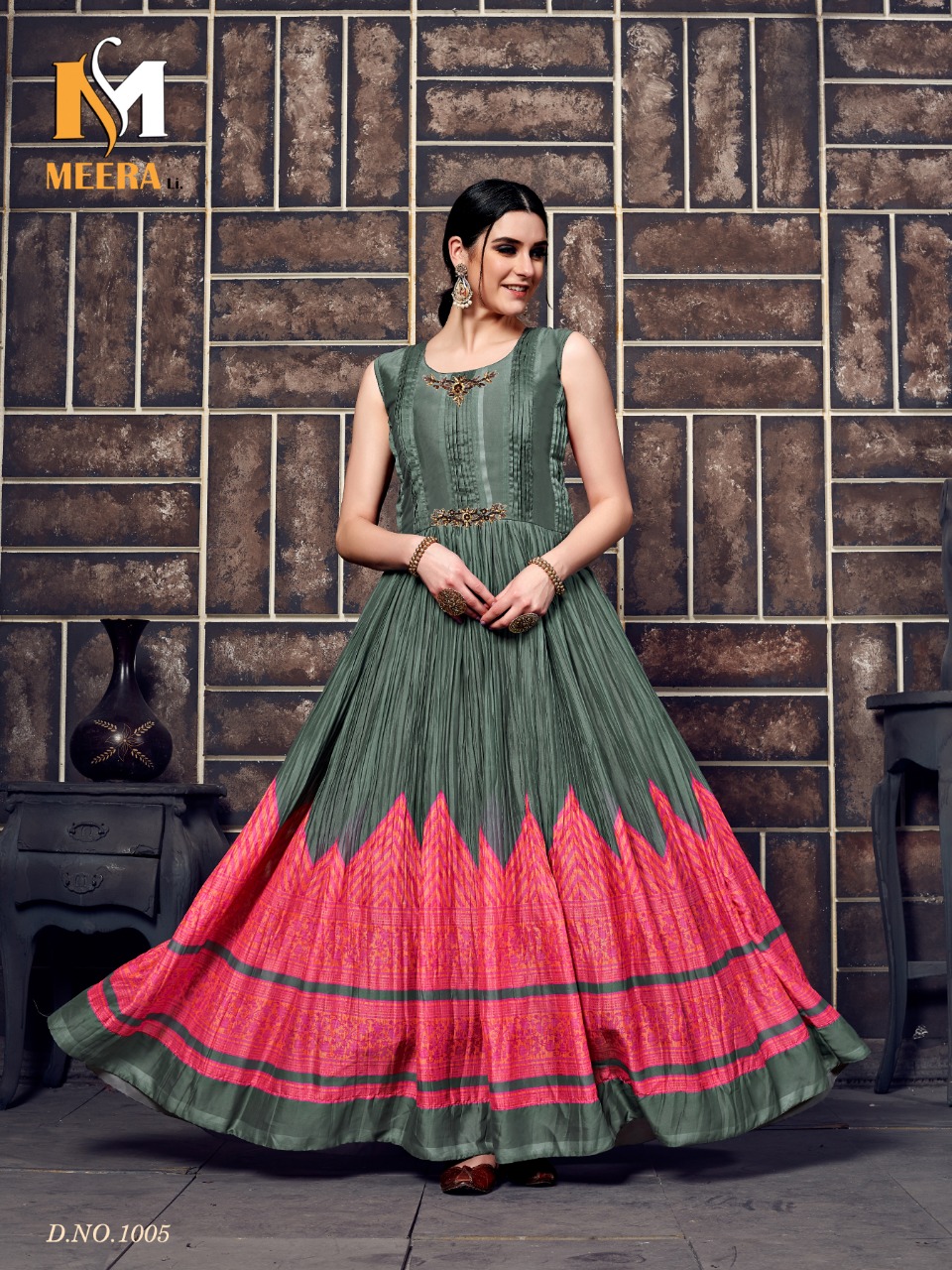 Chandani By Meerali 1001 To 1006 Series Beautiful Stylish Colorful Fancy Party Wear & Ethnic Wear & Ready To Wear Silk Printed Kurtis At Wholesale Price