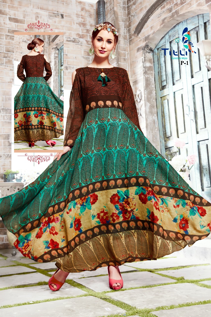 Chanderi By Title 1 To 5 Series Designer Stylish Fancy Colorful Casual Wear & Ethnic Wear & Ready To Wear Chanderi Printed Kurtis At Wholesale Price