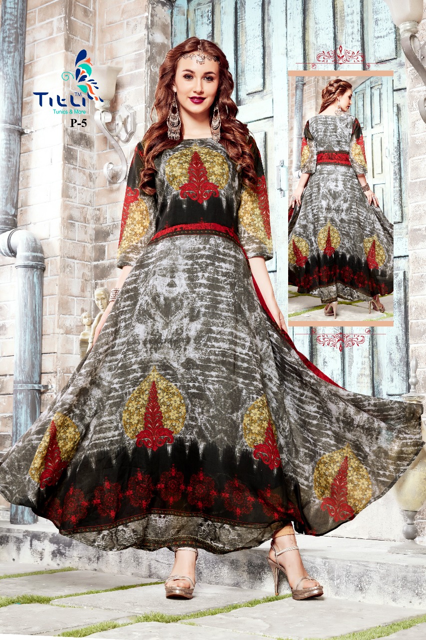 Chanderi By Title 1 To 5 Series Designer Stylish Fancy Colorful Casual Wear & Ethnic Wear & Ready To Wear Chanderi Printed Kurtis At Wholesale Price